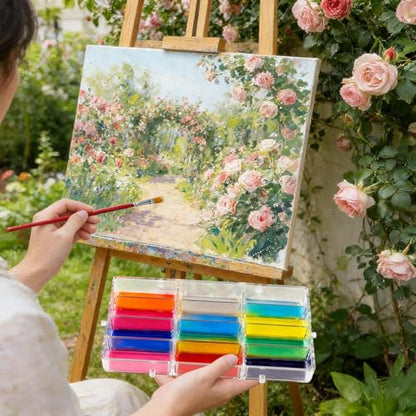 WANDIC Palette Box, 1 Pc 12-Well Empty Watercolour Box Airtight Paint Palette Container for Watercolor, Gouache, Acrylic and Oil Paint - color: 12-well