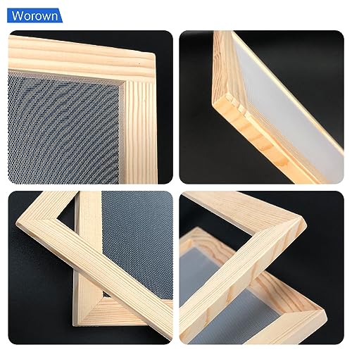 Worown A4 Wooden Paper Making Screen Kit, Paper Making Frames, Mould and Deckle for DIY Crafts (12 x 8 Inch) - size: A4