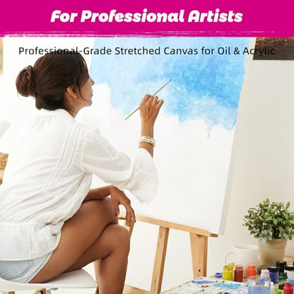 Stretched Canvas for Painting, 2Pack 30X40 Large Canvas for Painting, (400GSM) Triple Primed 2/3" Profile Cotton Professional Artist Quality Blank Canvas,Ready to Paint, Art Supplies for Acrylic, Oil - size: 2pk-30x40 inch