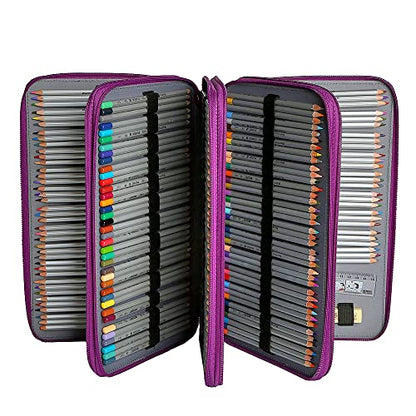300 Slots Pencil Case 4-Layer Zipped Holder w/Handle - color: Purple, size: 300
