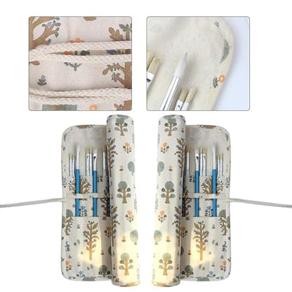 Paint Brush Holder Storage 20 Slots,Art Brush Roll Canvas Pouch,Roll Up Brush Bag Case,Paint Storage Canvas Pouch for Watercolor Gouache