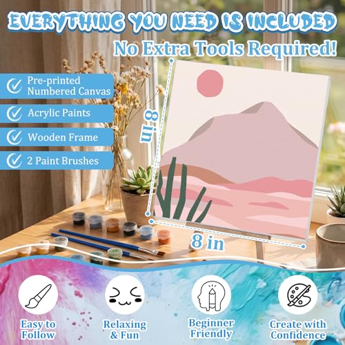 Resholder 20 Pack Paint by Numbers Kit for Adults with Frame, Landscape