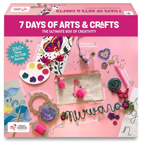 Chalk and Chuckles 7 Days of Arts & Crafts Kit – 30 Creative Activities for Kids Ages 9+