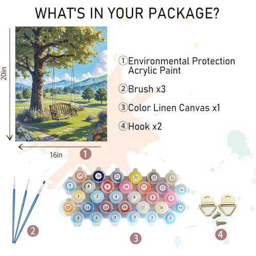 Landscape Paint by Numbers for Adults - Scenery Paint by Number on Canvas | DIY Oil Painting for Gift Home Wall Decor, Without Frame (16x20 inch) - color: MT12366
