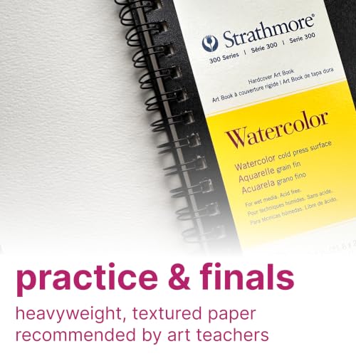 Strathmore 300 Series Watercolor Paper Art Book, Black Hardcover & Side Wire Binding, 20 Sheets, White, 8.5x11 inch, 1 Count - size: 8.5x11 inch, style: Watercolor