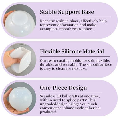 4 Inch Resin Sphere Mold, Seamless Large Round Ball Silicone Mold - color: Sphere Resin Molds