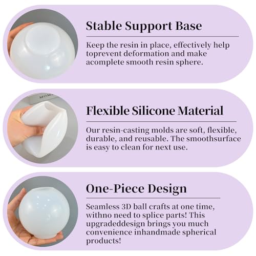 4 Inch Resin Sphere Mold, Seamless Large Round Ball Silicone Mold - color: Sphere Resin Molds