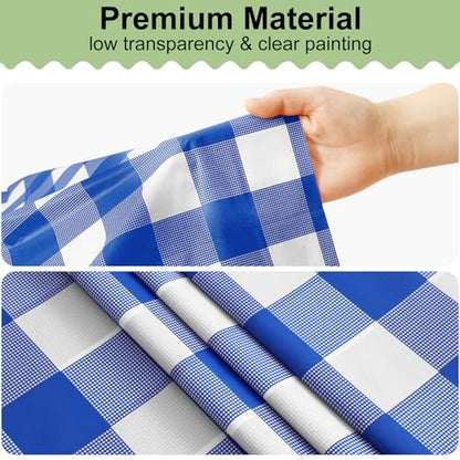misaya 4 Packs 54 x 78 Inch Buffalo Disposable Table Cloth, Waterproof Plastic Tablecloth, Rectangle Blue and White Checkered Table Covers for Picnic, Birthday, Party, Back to School - color: Blue and White, size: 54" X 78"