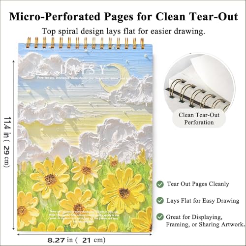 Sketch Book for Kids 8.27 x 11.4 Inch Hardcover Spiral Bound Sketch Pad, 60 Sheets 130gsm Thick Paper, Art Drawing Book for Children Sketch Book（ 1PCS） - color: Cloud