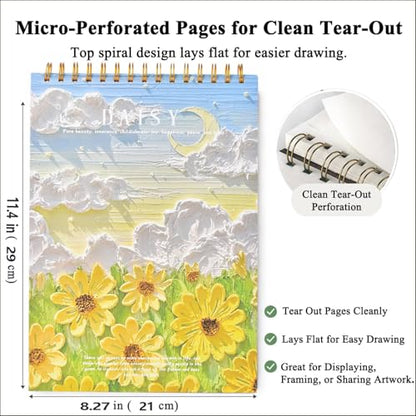 Sketch Book for Kids 8.27 x 11.4 Inch Hardcover Spiral Bound Sketch Pad, 60 Sheets 130gsm Thick Paper, Art Drawing Book for Children Sketch Book（ 1PCS） - color: Cloud