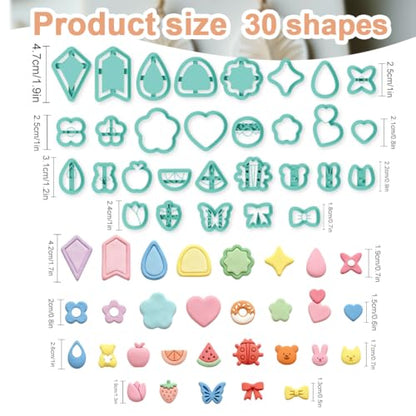 30pcs Cute Elements Polymer Clay Cutters for Earring Making DIY Jewelry Making Polymer Clay Cutter Kit - color: Cute Elements