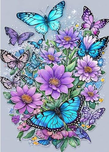 FOXKISS Butterfly Diamond Art Painting Kits for Adults, Full Drill Diamond Dots Paintings for Beginners, Round 5D Paint with Diamonds Pictures Gem Art Painting Kits DIY Crafts Kits 12x16inch - color: j