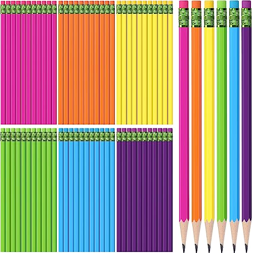TecUnite 60 Pcs HB Pencils #2 Unsharpened Wood Cased Pencils with Eraser Hexagonal Pencil Cute Graphite No 2 Pen for Adults Gifts Exam School Office Sketching Learning(Rainbow Color, Green) - color: Rainbow Color, Green