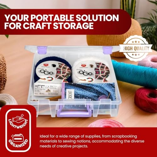 ArtBin Essentials 12 x 12 One-Compartment Craft Box, Clear | One Open Compartment, 15.25 x 14 x 3.5 Inches, Secure Latches, Stackable, Durable Polypropylene - color: Purple