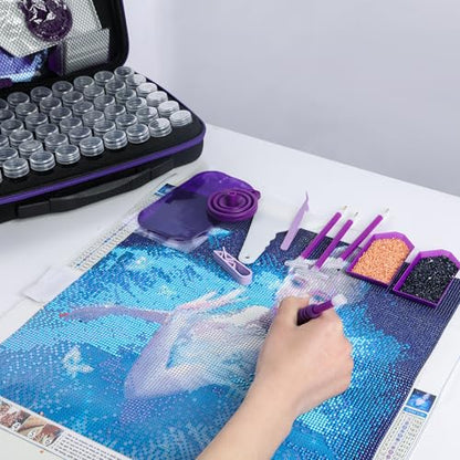 LYMUSUMI Diamond Art Storage Containers 60 Slots Diamond Painting Tool - color: Purple