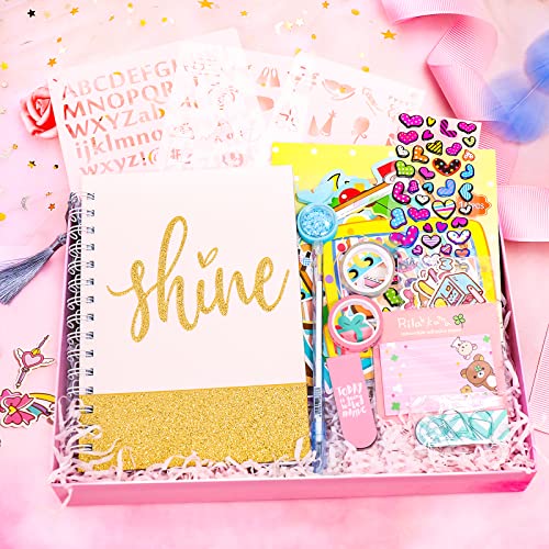 DIY Journal Kit, Gifts for Girls Age of 8 9 10 11 12 13 Years Old and Up, Girls Journal Set for Teen Decorate Her Planner/Organizer Birthday Gift Cute Art Crafts Scrapbook Stationary Kit