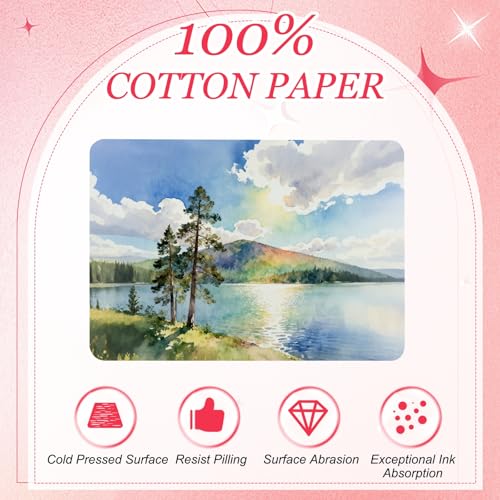 MECCANIXITY 40Sheets Watercolor Postcards, 100% Cotton 4"x6" Watercolor Paper Blank Postcard W White Cap White Waistband Cold Pressed for Mailing Painting Invitations Cards(140lb/300gsm) - color: White