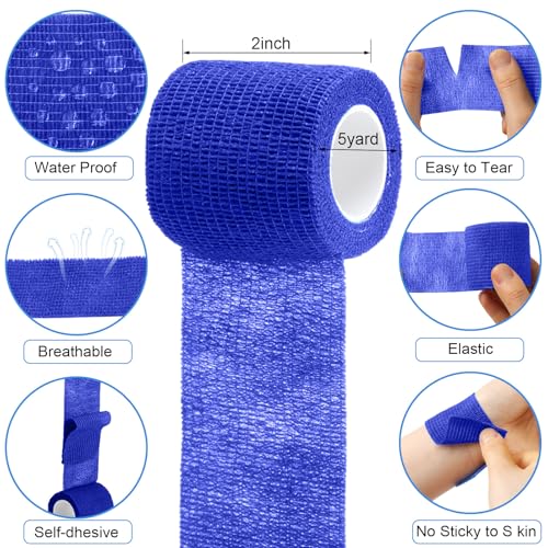 Treela 64 Pack 2" X 5 Yards Self Adhesive Bandage Wrap Diverse Colors | Cohesive Flexible Wrap for Wrist Ankle Fingers, Breathable Sports Tape, Self Adherent Rolls for Pets Vet, Coban Style - color: Diverse Colors, size: 2 Inch X 5 Yard