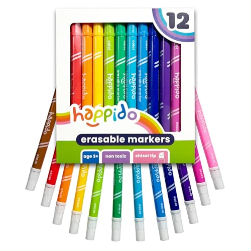 Happido Double-Sided Erasable Markers for Kids, Set of 12 - style: 12 Count - Erasable Double Ended