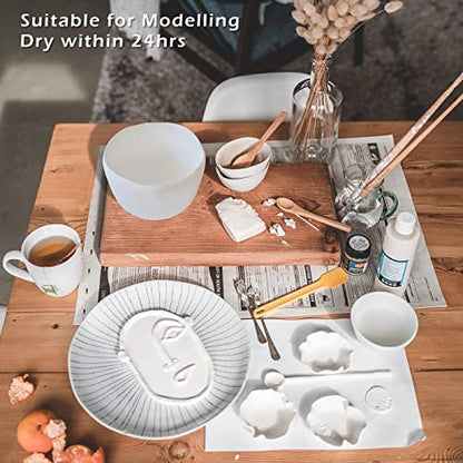 JOAWSOME Natural Air-Dry Clay Kaolin, Non-Toxic All-Purpose Compound 10LBs, All-Purpose Modeling Clay (Gray)