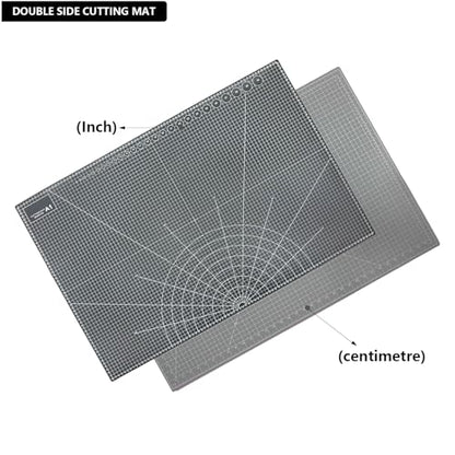35" x 23" Self Healing PVC Cutting Mat, A1-Black or Gray | Large, Double Sided, Gridded Rotary Cutting Board, For Craft, Quilting, Fabric, Scrapbooking, Sewing - color: A1-Black or Gray