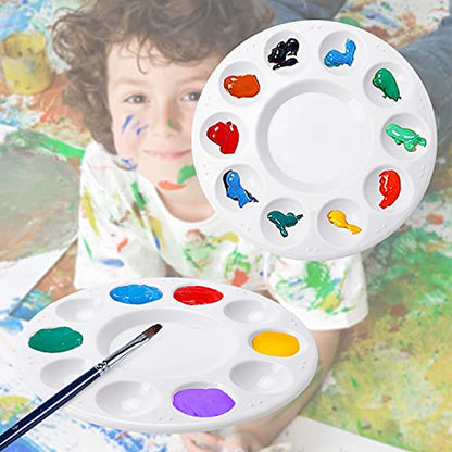 Hutou 12 Pack Paint Tray Palettes, Round, White | Painting Palette, Plastic Paint Pallets for Kids on School Project or Art Class - color: 12 Pack