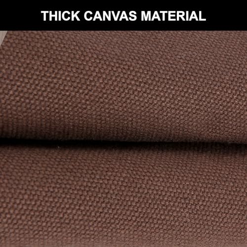 Men's Canvas Tool Apron, Heavy Duty Multi-Pocket Work Apron for Woodworking Gardening Bartender Adjustable Straps - color: Brown