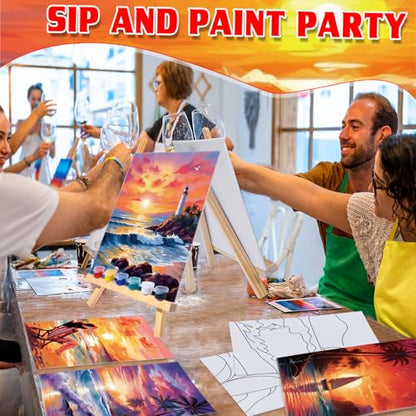 Tinlade 24 Pcs Pre Drawn Canvas for Painting Stretched,Sea Sunset - size: Sea Sunset