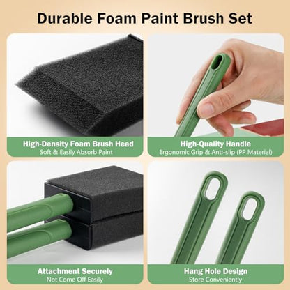 Foam Paint Brushes, 2 Inch, Poly Sponge Brushes, Paint Sponges - size: 2 inch, 8 pack