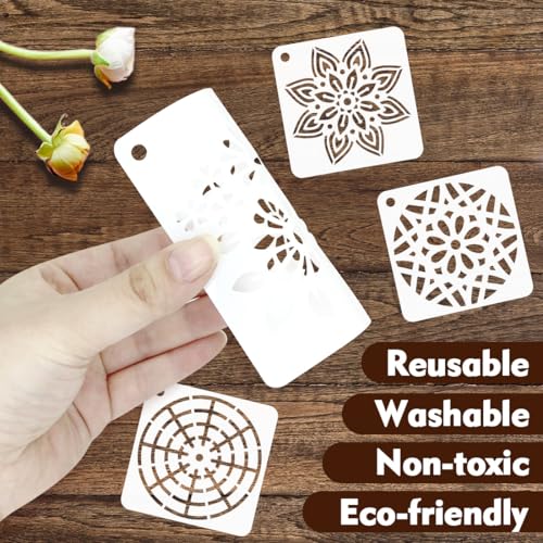 50 PCS Mandala Painting Stencils Reusable Mandala Stencils for Painting on Wood Rocks Canvas Fabric Glass Pottery 4x4 Inch - color: 50 Mandala