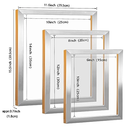 Caydo 3 Piece Aluminum Silk Screen Printing Frames with 110 Mesh for Screen Printing with Screen Printing Machine, 19.3x12.2inch / 41x31cm Screen Printing Press