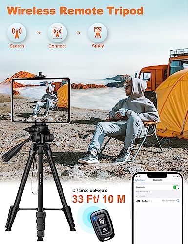JOILCAN Phone Tripod Stand, 68" Tripod for iPad iPhone Tablet with Remote - color: Black, size: 68 Inch