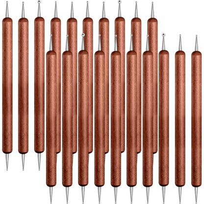 20Pcs Dotting Tools for Painting,Wooden Embossing Tools Tracing Stylus for Transfer Paper Drawing Paper - color: Mahogany Color