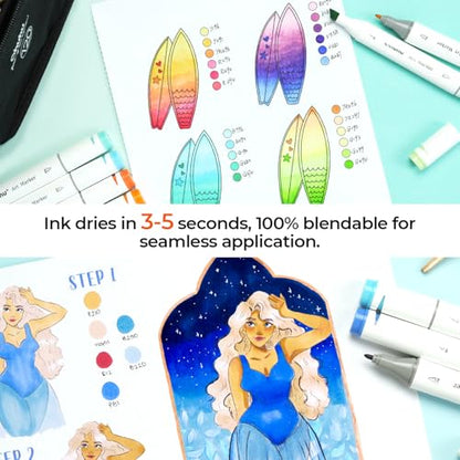 Ohuhu 5.5"x8.5" Double-Sided Bleedproof Marker Pad Art Sketchbook 60 Sheets | Small Sketch Book - 90 LB/150 GSM Smooth Drawing Paper - 60 Sheets/120 Pages -Hardcover Sketch Pad for Alcohol Markers Paints - size: 5.5" x 8.5"