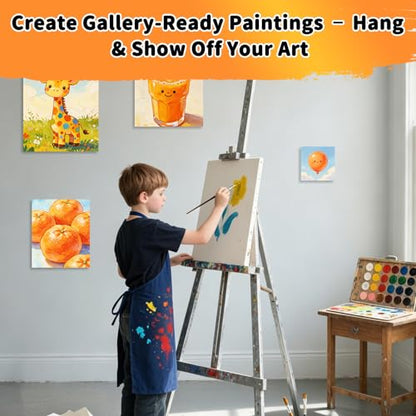 24-Pack Stretched Canvas 8 Sizes 100% Cotton for Acrylic Oil Mixed Media | 100% cotton with natural cottonseed husk, 5/8" deep profile, triple-gesso acid-free white canvas - size: 12"x16", 11"x14", 9"x12", 8"x10", 8"x6", 4"x6"