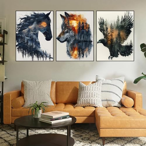 Axquilon 3 Packs Paint by Numbers Kit for Adults 12x16in - color: 3 Pack Animals
