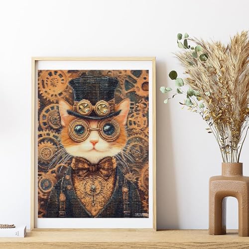 MIJVFNB DIY Cross Stitch Kit for Beginners Adorable Cat 11CT Embroidery Kit with Pattern Stamped Needlepoint Craft Kit 30x40cm