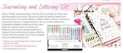 Zebra Pen MILDLINER Highlighter, Brush & SARASA Gel Pen Set, Assorted 18-Pk | Includes 6 MILDLINER Highlighters, 6 Brush Pens, and 6 SARASA Clip Gel Pens, Ideal for Journaling and Hand Lettering (76018) - style: Calligraphy and Journaling Set