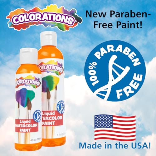 Colorations Paraben-Free Liquid Watercolor Paint, Vibrant Yellow | 8 oz Bottle, Non-Toxic & Made in the USA, Ages 4+, PreK+ - color: Yellow, style: Standard Watercolor