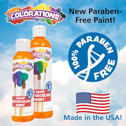 Colorations Paraben-Free Liquid Watercolor Paint, Vibrant Yellow | 8 oz Bottle, Non-Toxic & Made in the USA, Ages 4+, PreK+ - color: Yellow, style: Standard Watercolor