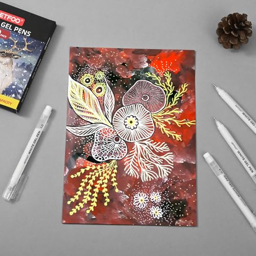 9 Pack White Gel Pens, 0.6/0.8/1.0mm Fine Point, Opaque Ink - size: 0.6/0.8/1.0mm