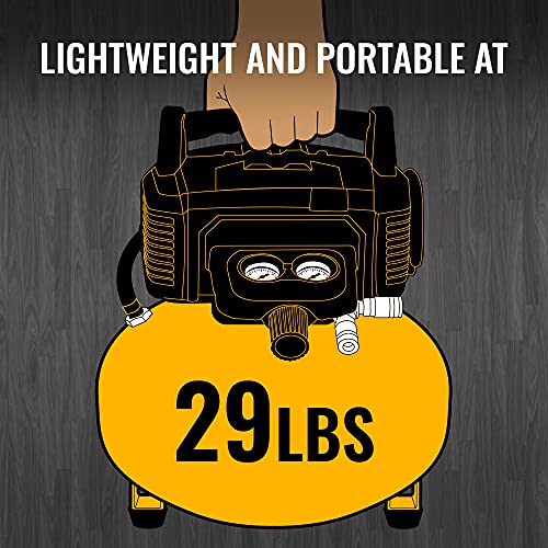 BOSTITCH Air Compressor Kit, Oil-Free, 6 Gallon, 150 PSI, Quiet Lightweight Pancake Air Compressor (BTFP02012-WPK)