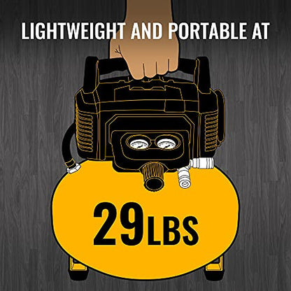 BOSTITCH Air Compressor Kit, Oil-Free, 6 Gallon, 150 PSI, Quiet Lightweight Pancake Air Compressor (BTFP02012-WPK)