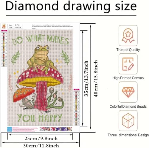 DYAIANGMU Frog Diamond Art Kits for Adults 11.8x15.7in | 5D Mushroom Diamond Art Painting Kit for Adult Beginners, DIY Full Round Drill Gem Art Diamond Dots Kits for Home Wall Decor - color: B17321