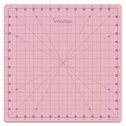 SMARTOP 14"x14" Rotating Self Healing Cutting Mat, Non-Slip Non-Reflective, Good for Quilting, Sewing, Crafts, Scrapbooking, Molandi Pink