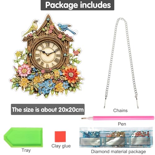 Bimkole Clock Hanging Diamond Pearl Art Kits for Adults Pendant C15 | DIY 5D Special Crystal Diamond Painting Flowers Window Suncatcher, Acrylic Pearl Art Autumn Winter Wall Decor 7.8x7.8 Inch - color: Clock