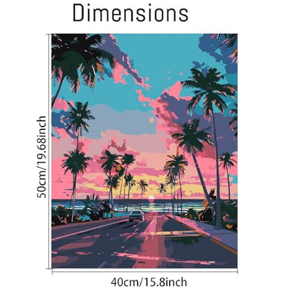 Paint by Numbers Kit for Adults,Sunset Scenery DIY Paint by Number 16x20 In | Paint by Number for Beginner,Adult Paint by Number,HD Color Canvas,DIY Tool Kits,Stress Relief Craft,Great Gift,Without Frame - color: MT6144