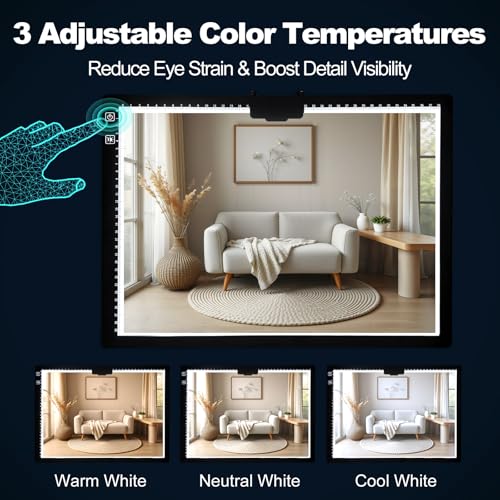 A3 Rechargeable LED Light Pad - 6-Level Stepless Dimming Tracing Light Box - color: A3D40-black