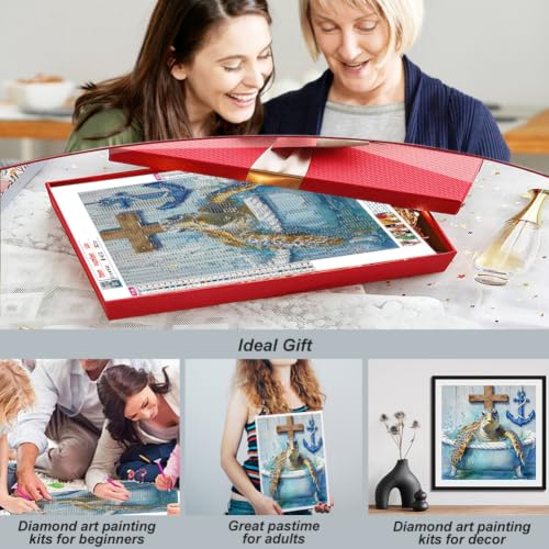 hill froeistung Turtle Diamond Art Painting Kits for Adults | Bathtub Diamond Art for Beginners, 5D DIY Full Drill Round Gem Art Craft Home Wall Decor Gift 12x12 inch,Animal