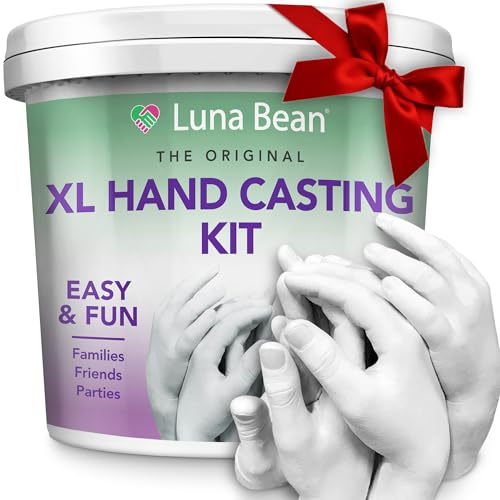 Luna Bean XL Hand Casting Kit for Family - Extra Large Mold, Up to 6 Hands | Molds up to 4 adult hands or 2 adults with 4 kids - double the material of our couples kit, family keepsake gift - size: Family XL